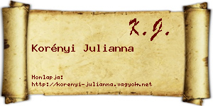 Korényi Julianna névjegykártya